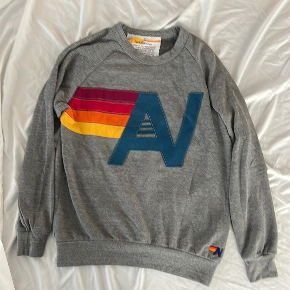 AVIATOR NATION LOGO SWEATSHIRT - HEATHER GREY SIZE SMALL